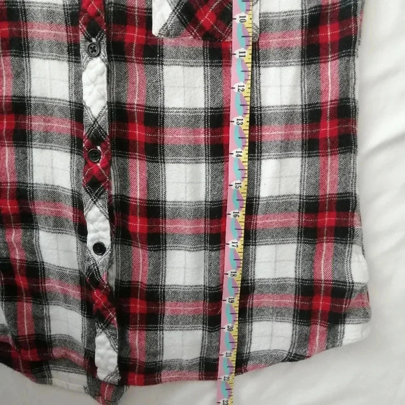 Rails Hunter Plaid Button Up Black White Red Brushed Rayon Small (XS/S) - Picture 12 of 15